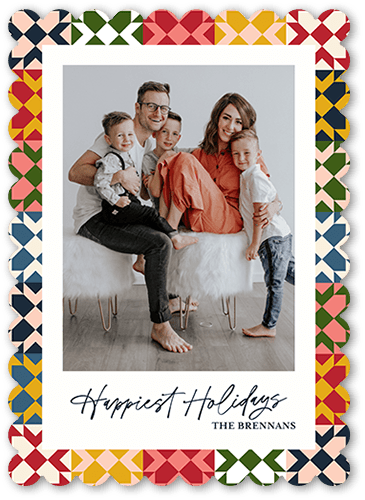 Yuletide Quilt 5x7 White  Holiday Card