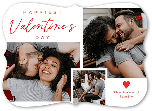 Grid Heart 5x7 White  Valentine's Day Card