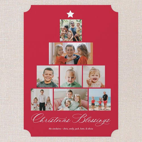 Religious Christmas Cards: Memory Tree 5x7 Portrait Flat Red 5+ Photos Pearl Shimmer Cardstock Ticket Shutterfly