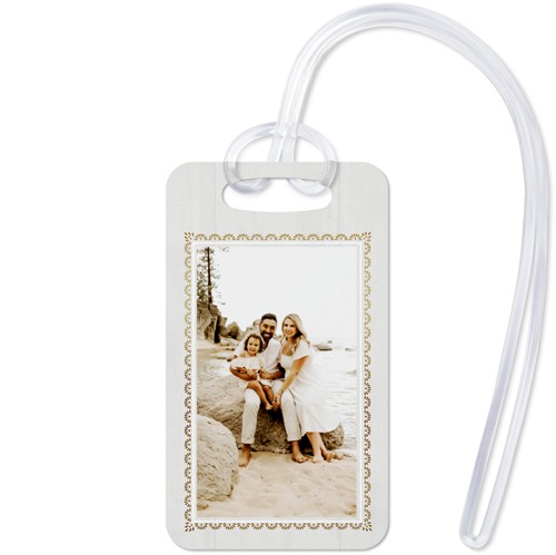 Boho Border 2x3 White  Luggage Tag