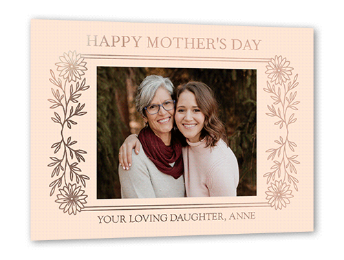 Flowery Frame 5x7 Beige  Mother's Day Card