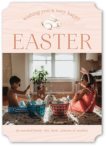 Happy Hare 5x7 Beige  Easter Card