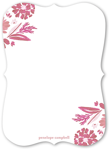 Personalized Note Cards: Bunched Corners 5x7 Flat Pink Signature Smooth Cardstock Bracket Shutterfly