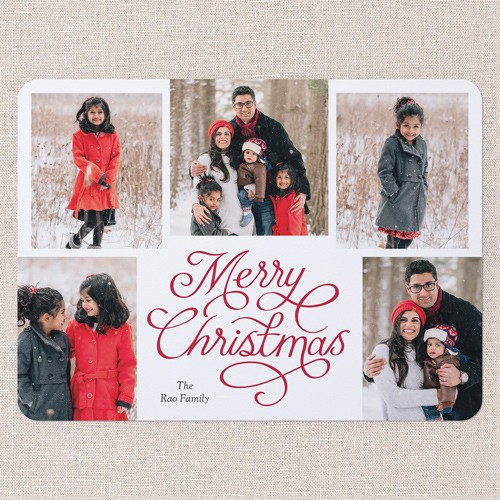 Calligraphic Pen 6x8 White  Holiday Card