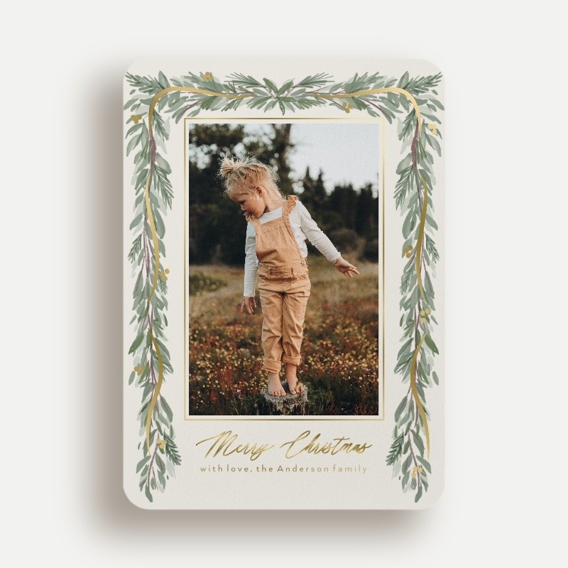 Pine Garland Frame Holiday Card