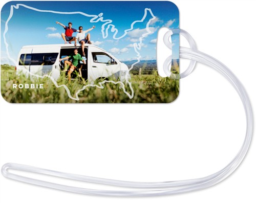 USA Outline 2x3 White  Luggage Tag