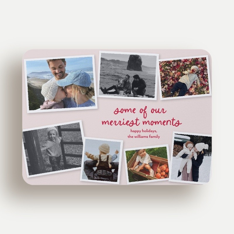Christmas Cards: Tilted Memories 5x7 Landscape Flat Beige 5+ Photos Standard Smooth Cardstock Rounded Shutterfly