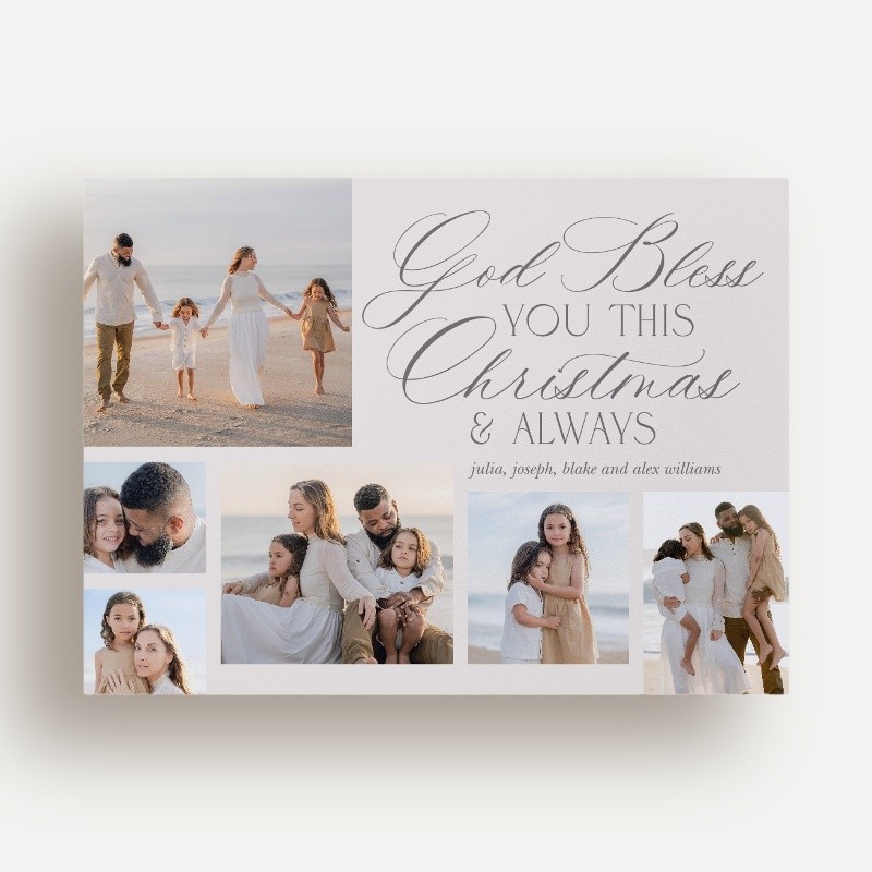 Blessed Script Religious Christmas Card