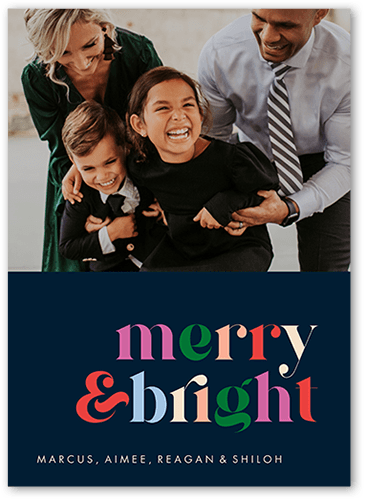 Bright Color Burst 5x7 Blue  Holiday Card