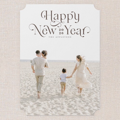 Elegant Overlay 5x7 Gray  New Year's Card