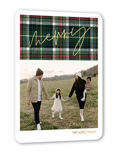 Powerful Plaid 5x7 White  Holiday Card