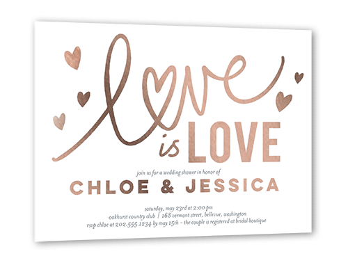 Love is Love 5x7 White  Bridal Shower Invitation