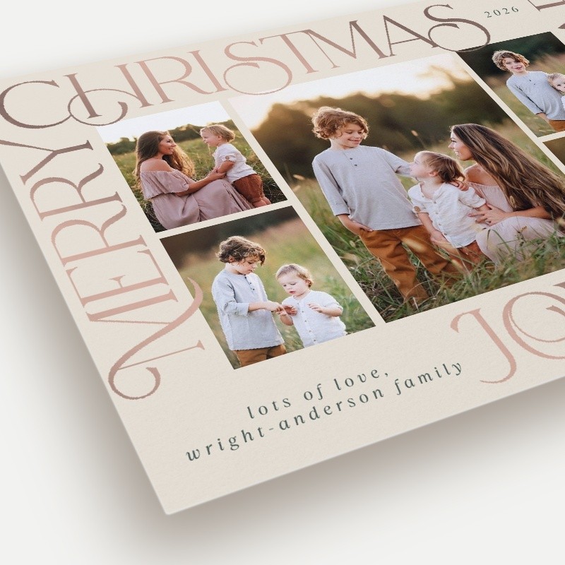 Word Frame Holiday Card Word Frame 5x7 Beige Holiday Card