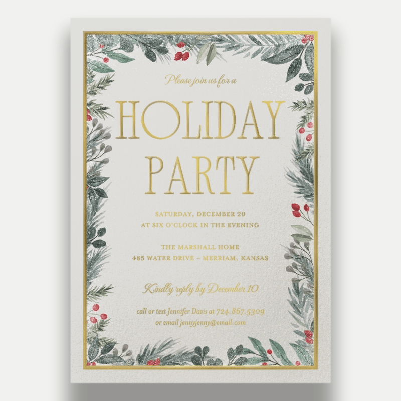 Botanical Border Holiday Invitation
