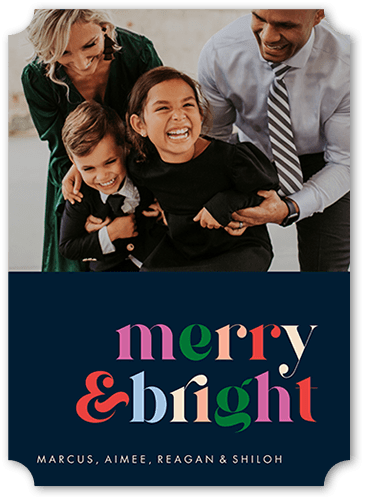 Bright Color Burst 5x7 Blue  Holiday Card