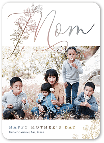 Ornate Embellishment 5x7 White  Mother's Day Card