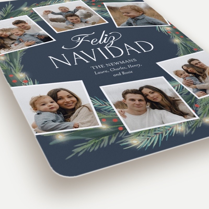 Encircled Wreath Holiday Card Encircled Wreath 6x8 Gray Holiday Card