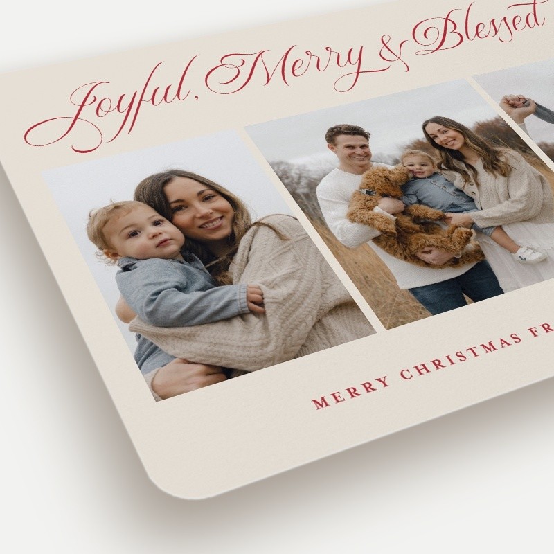 Elegant Script Trio Religious Christmas Card