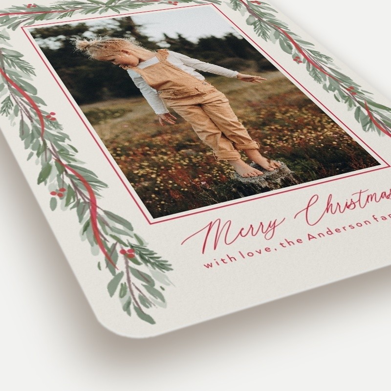 Pine Garland Frame Holiday Card