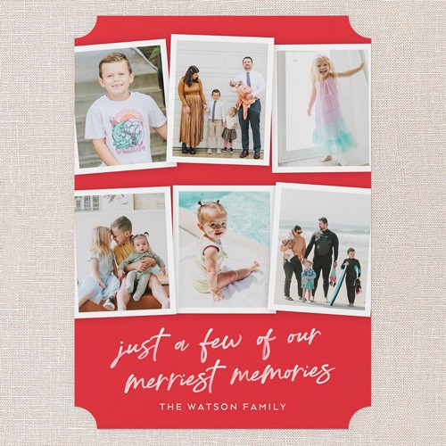 Our Merriest Memories 5x7 Red  Christmas Card