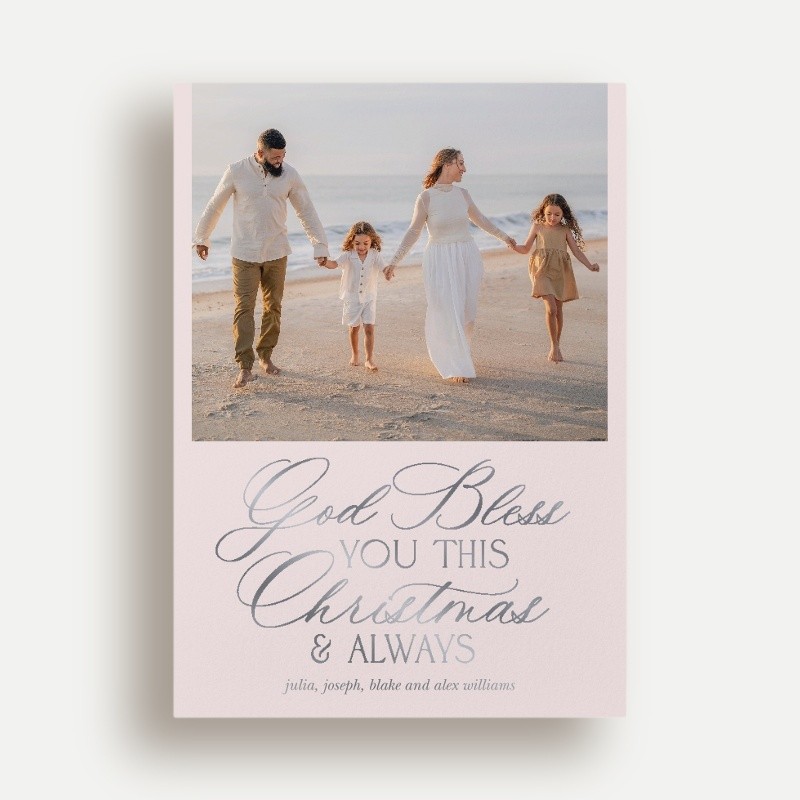 Blessed Script Religious Christmas Card