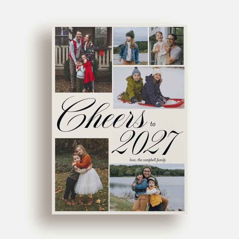 Grand Cheers Script New Year's Card