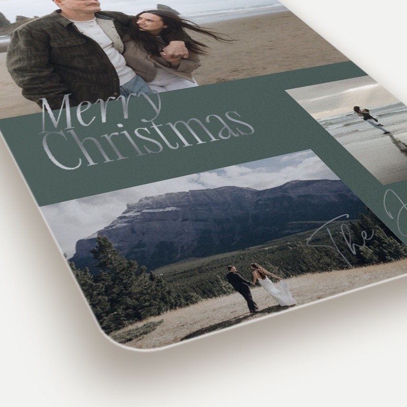 Statement Foil Holiday Card Statement Foil 5x7 Green Holiday Card