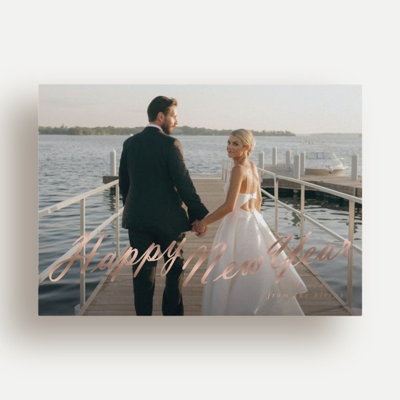 New Year Photo Cards With Gold Accents