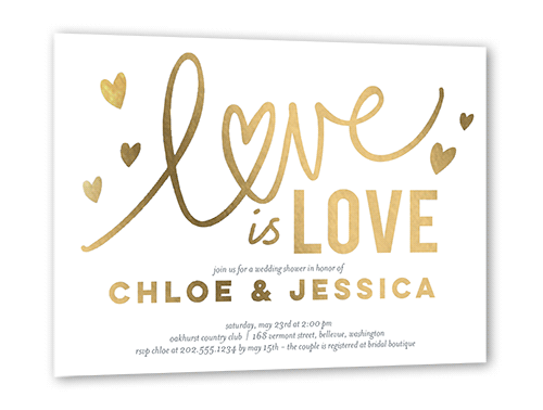 Love is Love 5x7 White  Bridal Shower Invitation
