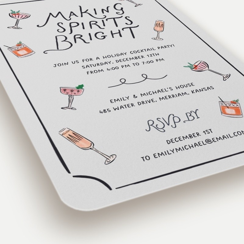 Framed Drinks Holiday Invitation