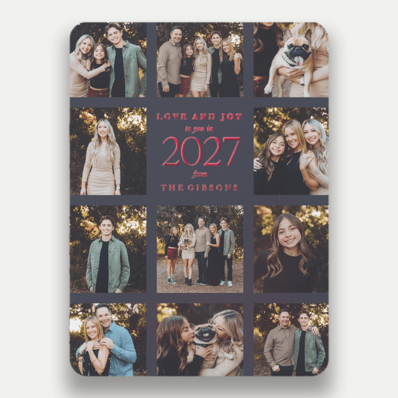 Modern Grid Gallery New Year's Card