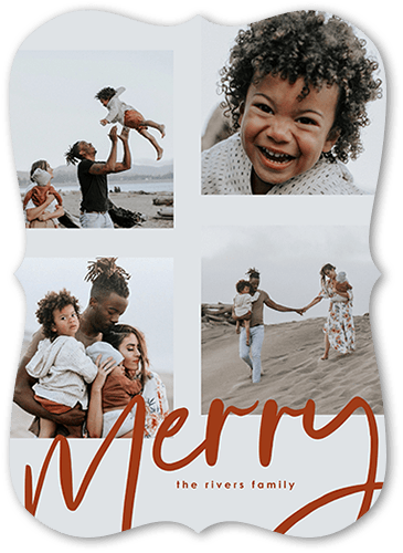 Mirthful Ribbon 5x7 Gray  Holiday Card