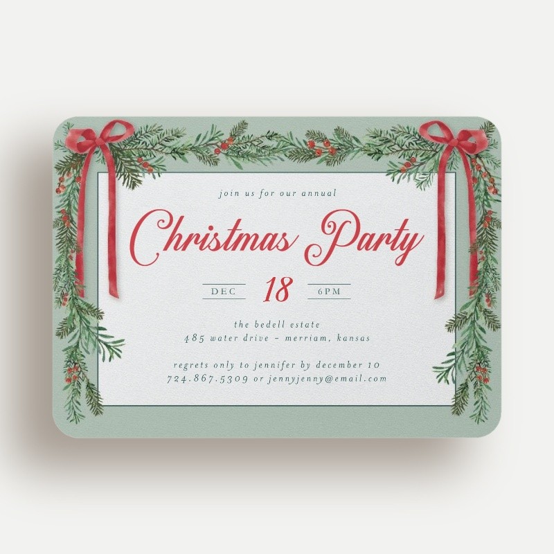 Bowed Out Holiday Invitation