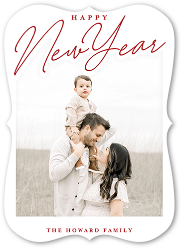 Shaped Script 5x7 White  Holiday Card