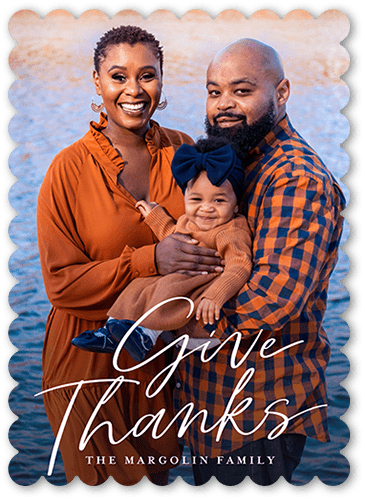 Script Thanks 5x7 White  Thanksgiving Card