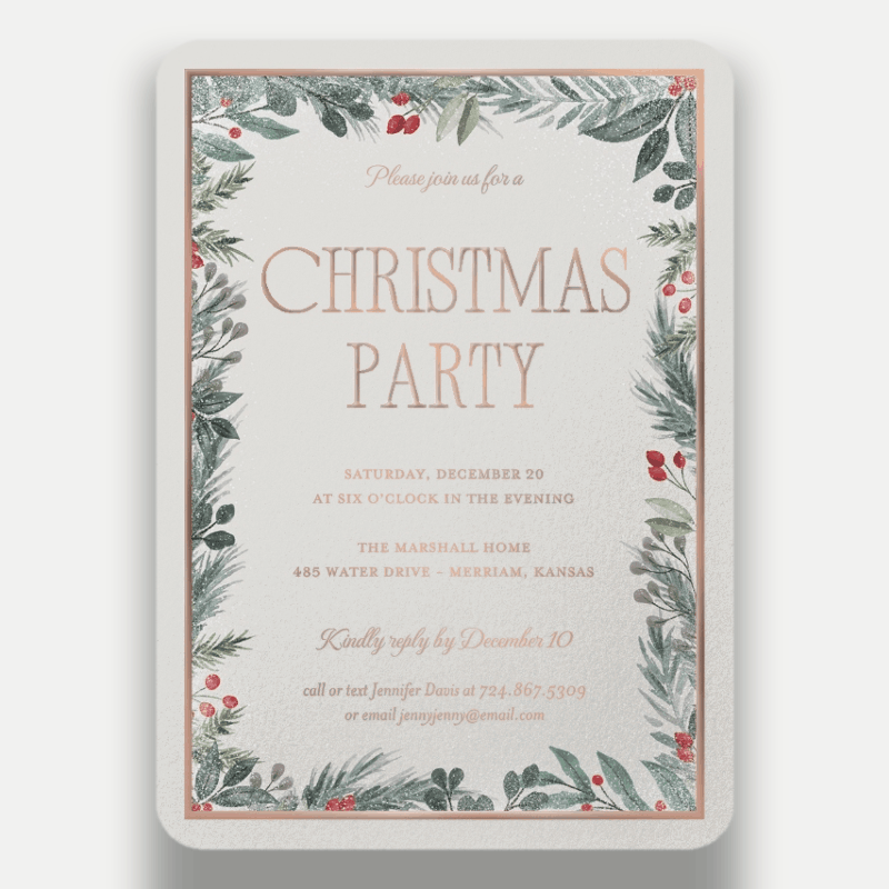 Botanical Border Holiday Invitation