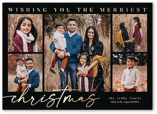 Many Messages 5x7 Black  Holiday Card