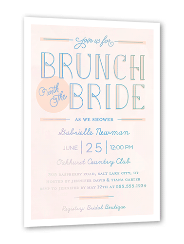 Shining Brunch 5x7 Pink  Bridal Shower Invitation