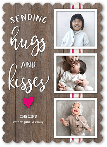Sending Hugs and Kisses 5x7 Beige  Valentine's Day Card