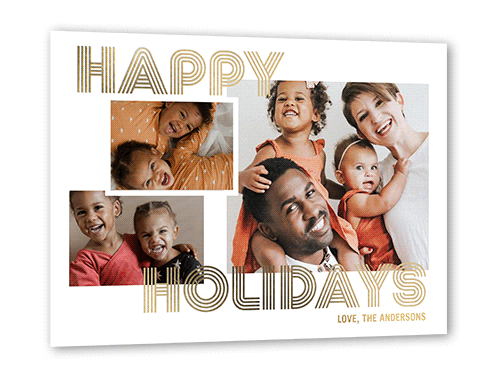 Modern Shining Stripes 5x7 White  Holiday Card