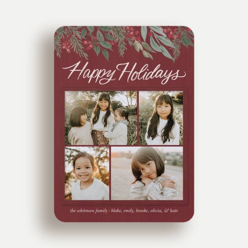 Painted Berry Script Holiday Card