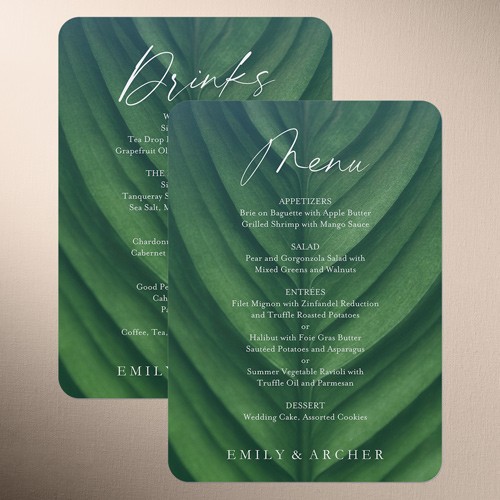 Leafy Lush 5x7 Green  Wedding Menu