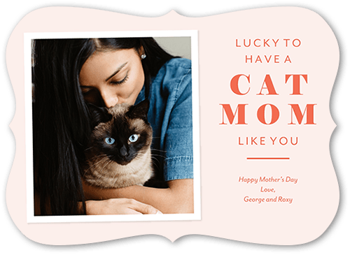 Cat Mom 5x7 Pink  Mother's Day Card