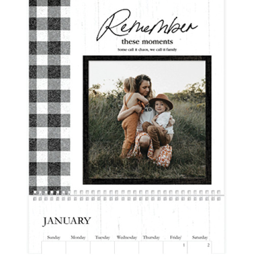 Black And White Rustic Calendar