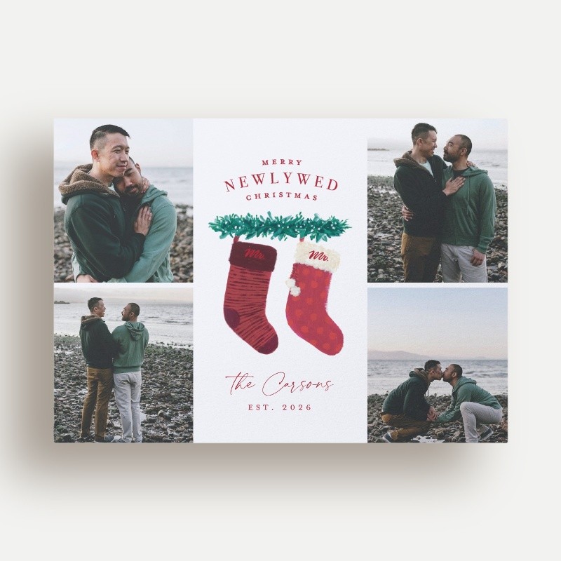 Newlywed Stockings Holiday Card