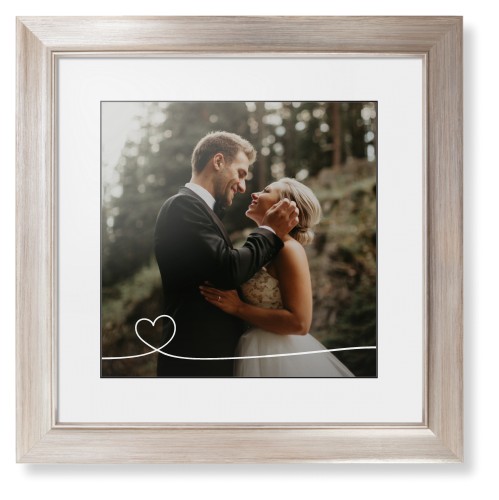 Heart Line Art 12x12 White  Framed Print