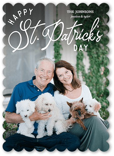 Calligraphic Greetings 5x7 White  St. Patrick's Day Card