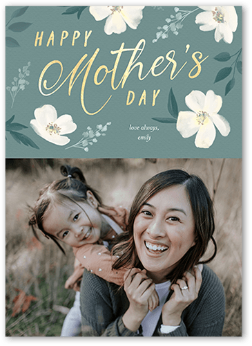 Floral Framing 5x7 Blue  Mother's Day Card