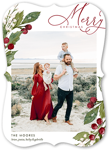 Festive Berries 5x7 White  Holiday Card