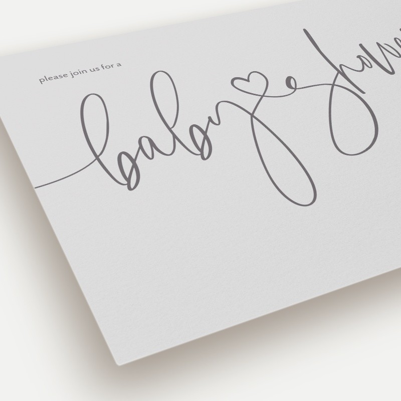 Heart Script Baby Shower Invitation